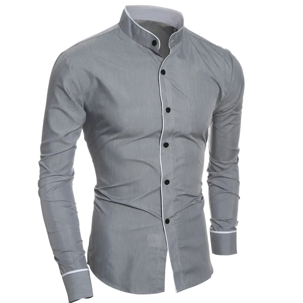 Mens Shirt Autumn Spring Fashion Slim male Shirts chemise Casual Long Sleeve Solid Tops Blouse Casual Clothing Camisa Hombre