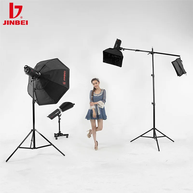 JINBEI DDJ70 21-70cm 조정 가능한 이중 용도 배경 삼각대 스탠드 최대 하중 10kg 풀리가 있는 접이식 사진 스튜디오 조명 스탠드