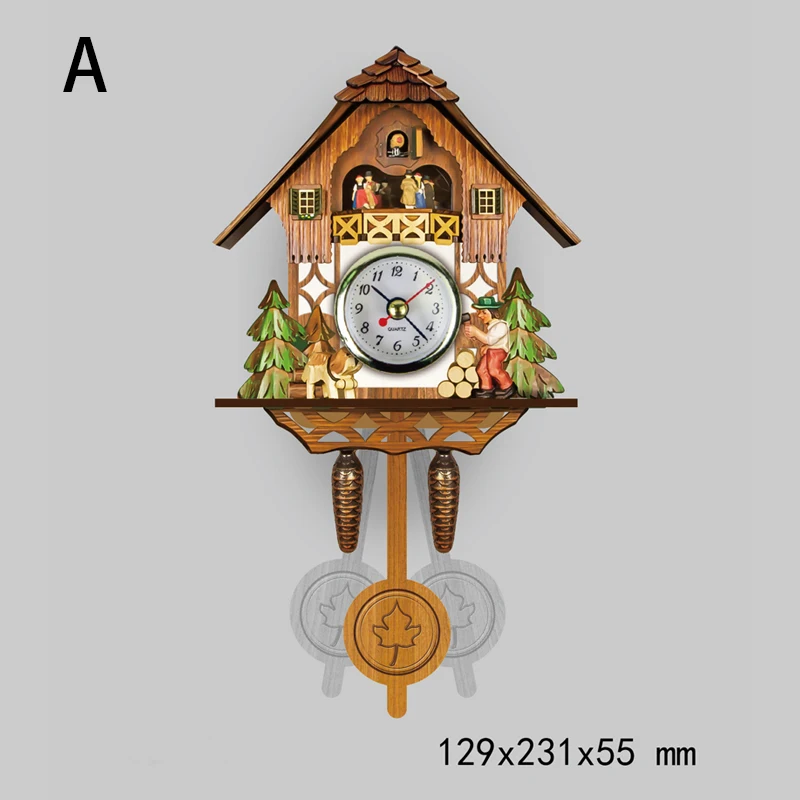 New 3D Handcrafted Wall Clock Wooden Cuckoo Wall Clock Quartz Clock Fashion Christmas Gift Home Art Decor