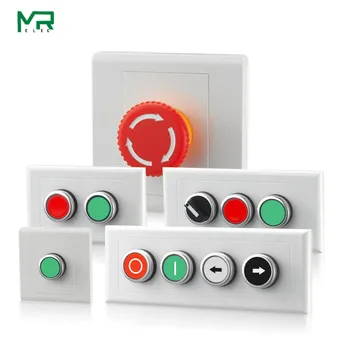 

New 22mm concealed button switch control box industrial switch button with emergency stop indicator light start stop switch box