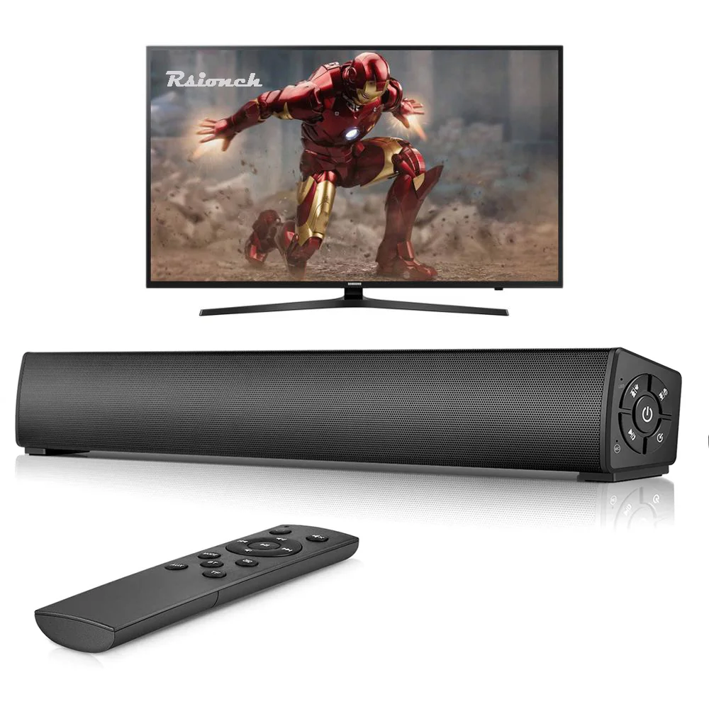 

Rsionch 20W Soundbar Wired & Wireless Stereo Sound Bar Rechargeable Bluetooth Speakers Mini Soundbar with Remote Control for TV