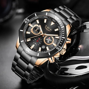 

Relogio Masculino 2020 LIGE Fashion Clock Luxury Brand Classic Mens Watches Top Stainless Steel Waterproof Quartz Watch For Men