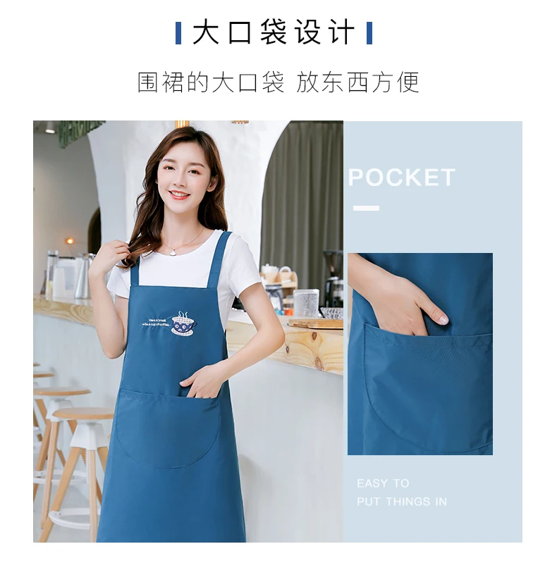 Apron kitchen waterproof oil-proof female male Korean version of fashion lovely Japanese cooking thin breathable work clothes