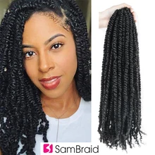 

SAMBRAID 16Inch Spring Twist Crochet Hair PassionTwist Crochet Braids Bomb Twist Short Synthetic Fiber Braiding Hair Extensions