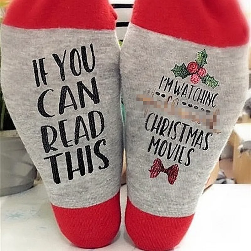 1 пара креативных фильмов мягкие носки Рождественская надпись с принтом женские зимние теплые носки подарки YXL117