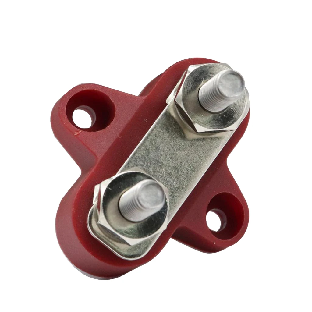 Car Bus Bar Terminal Block - M6 (1/4'') Power Distribution Block for Truck RV Boat, Heavy Duty Stainless Steel - Red