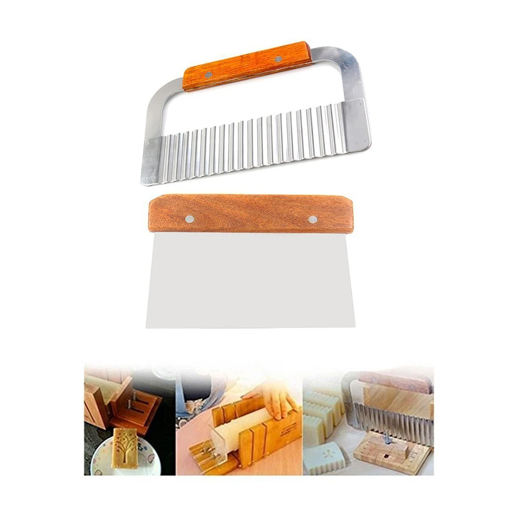 Flexible Silicone Soap Mold With Stainless Steel Wavy And Straight Scraper Soap Cake Making Supplies
