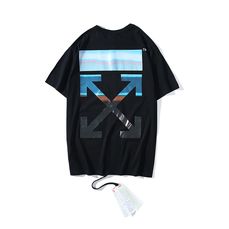 Black Ограниченная серия римская стрела 19ss Off-White OW мужские/женские модные модели для влюбленных хлопковая Повседневная футболка с коротким рукавом и круглым вырезом - Цвет: Black