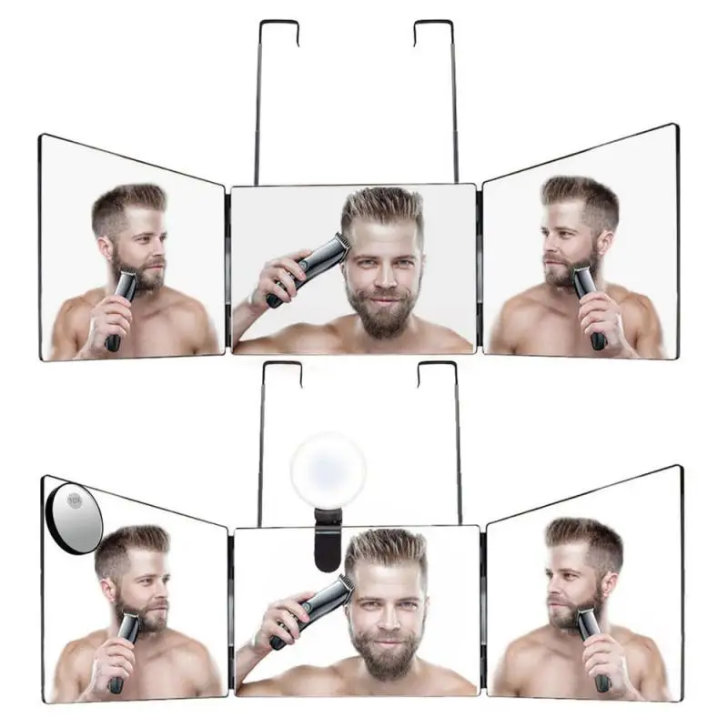 Adjustable And Portable 3 Way Mirror Trifold For Self Hair Cutting Styling DIY Haircut Tool Beauty Tools Real Glass | Обустройство