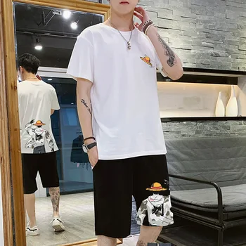 

Men's casual suit 2020 spring and summer new Korean trend with sportswear handsome tide brand T-shirt + shorts men's clothes