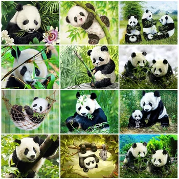 

HUACAN DIY Diamond Painting 5D Panda Animal Full Square Diamond Art Embroidery Home Decor Sale