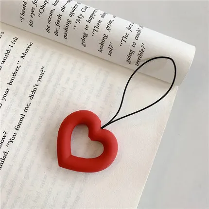 Red Love INS/силиконовый ремешок для мобильного телефона с милым сердечком для ключей, USB, кольца для пальцев, аксессуары для телефонов, веревка - Цвет: Red Love