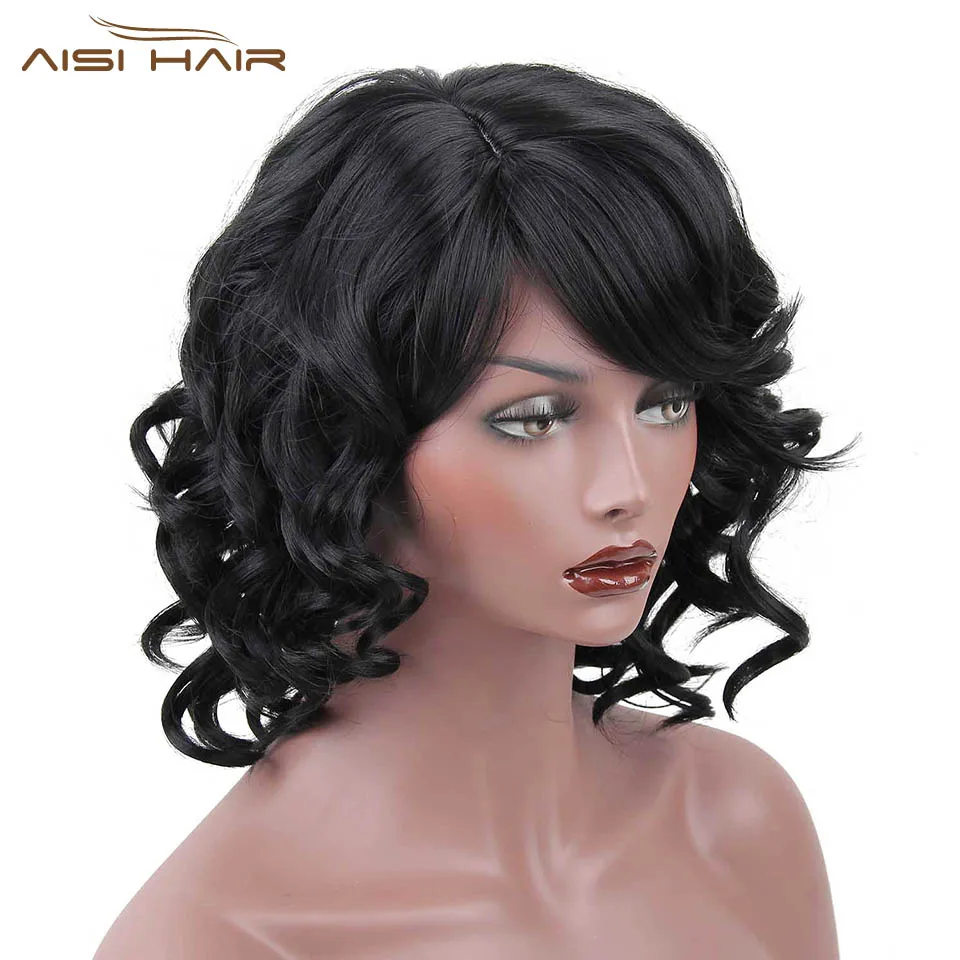 Парик I's a wig черный/красный цвет парики боб синтетические короткие волнистые с