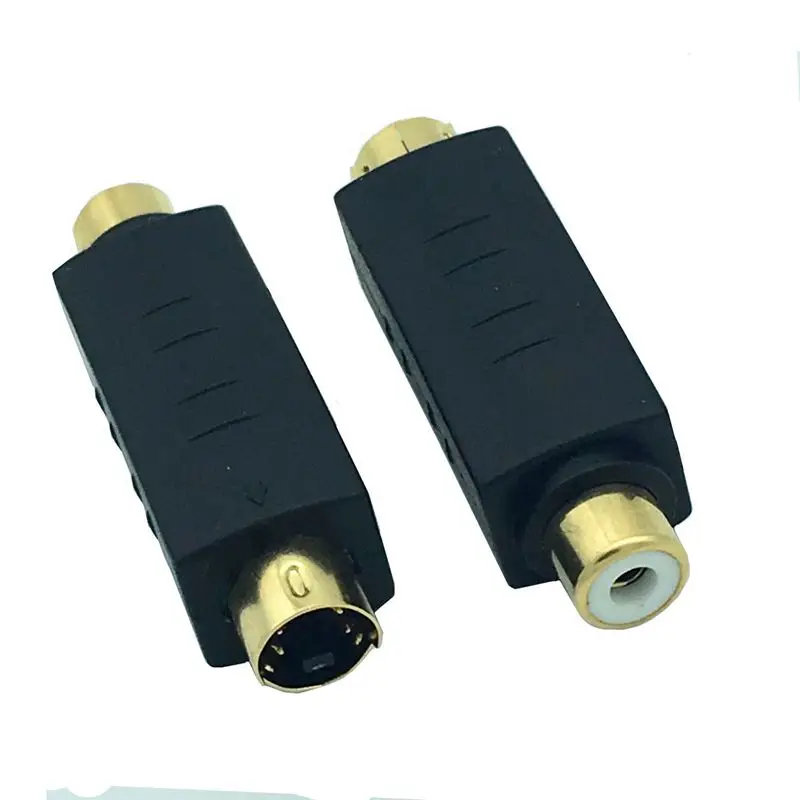 

S-Video Male to RCA Female Composite Video Adapter Plug Converter, Mini Din 4 PIN Coupler Extension Connector Adapter