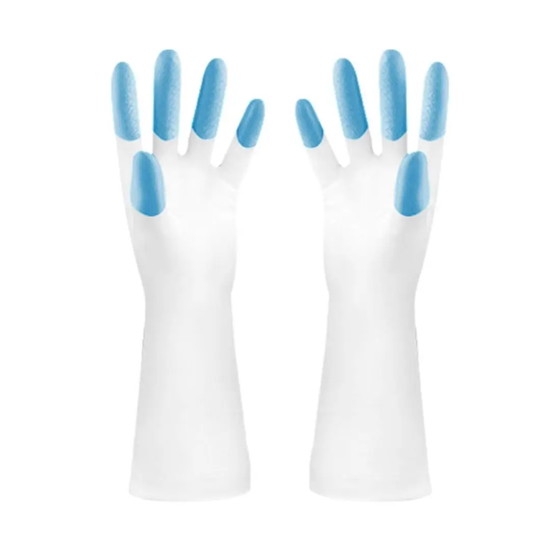 3 стиля перчатки для мытья посуды водонепроницаемые резиновые тонкие кухонные перчатки для чистки - Цвет: blue