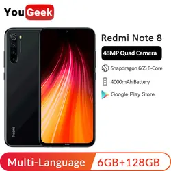 Новый Смартфон Xiaomi Redmi Note 8 6GB 128GB Snapdragon 665 Octa Core 48MP Quad задняя камера 6,3 "экран 4000mAh 18W быстрое зарядное устройство