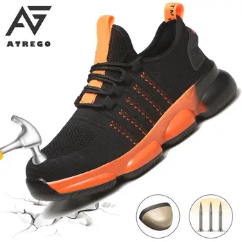 

AtreGo Light Breathable Mens Mesh Safety Work Shoes Steel Toe Cap Anti-smash Puncture-Proof Hiking Climbing Non-Slip Safety Boot