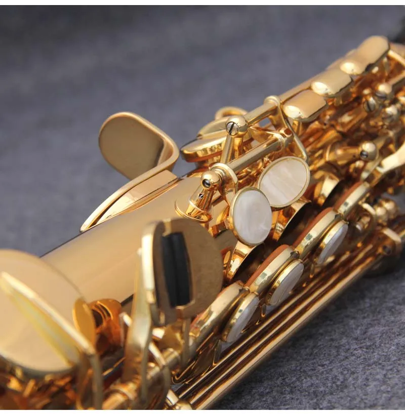 JM Made in Japan 82Z Brass Straight Soprano Sax Saxophone Bb B Flat Woodwind Instrument Natural Shell Key Carve Pattern