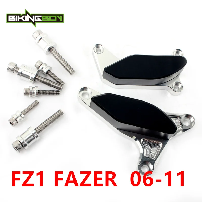 BIKINGBOY двигателя мотоцикла слайдер для Yamaha YZF R1 07 08 09, 10, 11, 12, 13, 14, FZ1 FAZER 06 07 08 09 10 11 гвардии протектор аварии Крышка колодки - Цвет: FZ1 06-11 Sliver