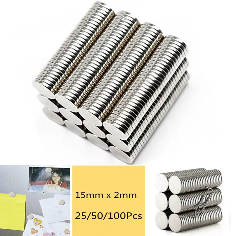2~100pcs 15mm x 5mm Strong Disc Round Magnets Rare Earth Neodymium N50 