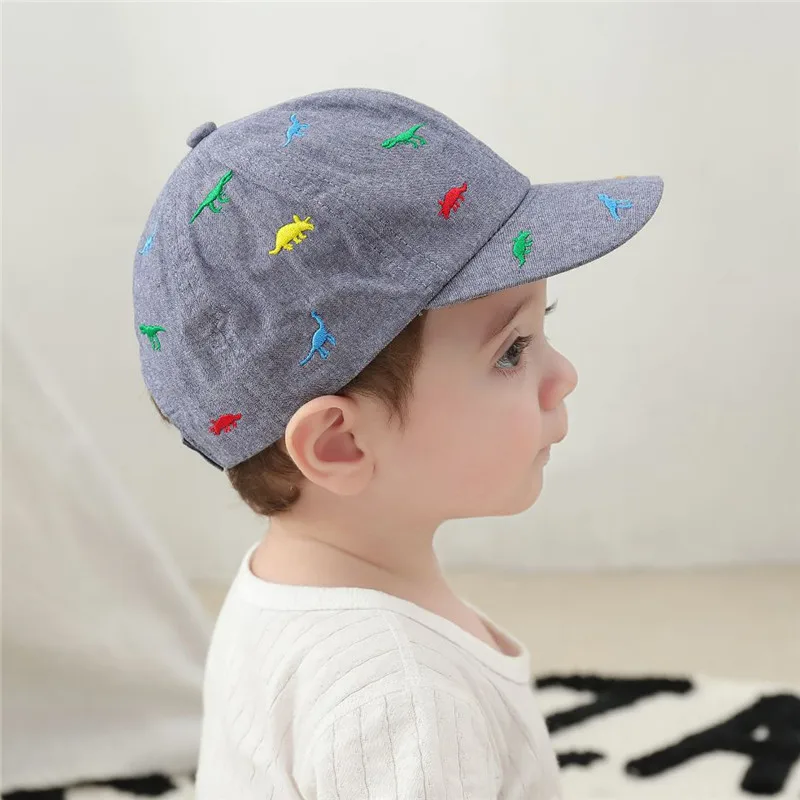 Korea Children's Hat New Cartoon Dinosaur Embroidered Cap Trend Big Eaves Sun Shading Baby Baseball Caps Casual Kids Visors men's golf baseball caps