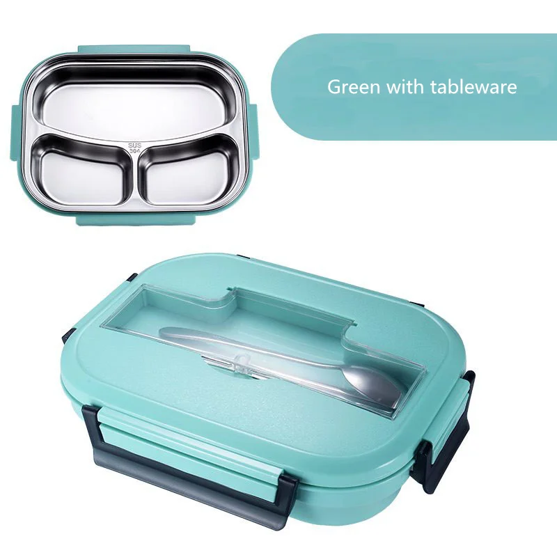 Green without bag 304 термопары из нержавеющей стали Ланч-боксы экологически чистые бентонитовые кассеты сумки и принадлежности зимние контейнеры для еды - Цвет: Green without bag