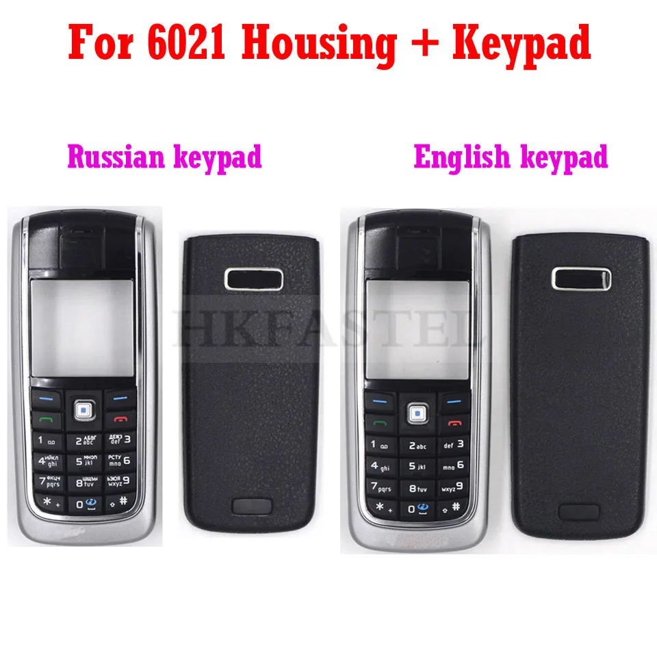  HKFASTEL New Housing keyboard For Nokia 6021 Front LCD Display Frame Cover Back battery Case Englis