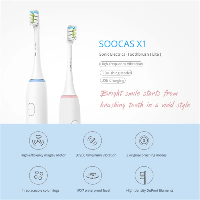 SOOCAS X1 звуковая зубная щетка Водонепроницаемая перезаряжаемая звуковая ультра звуковая электрическая зубная щетка интеллектуальная Стоматологическая забота о здоровье