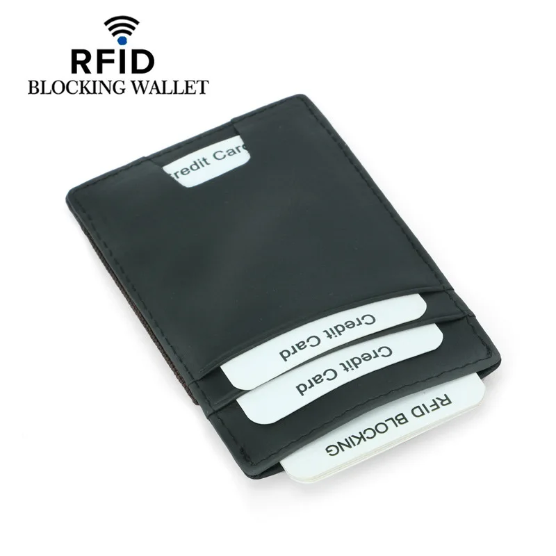 

New Thin RFID Blocking Leather Wallet Credit ID Card Holder Purse Money Case for Men Women Fashion Cardholder