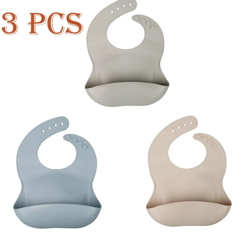 Infant Bibs Feeding-Cloth Waterproof Silicon Adjustable Toddle Newborn Girls Boys 3pcs