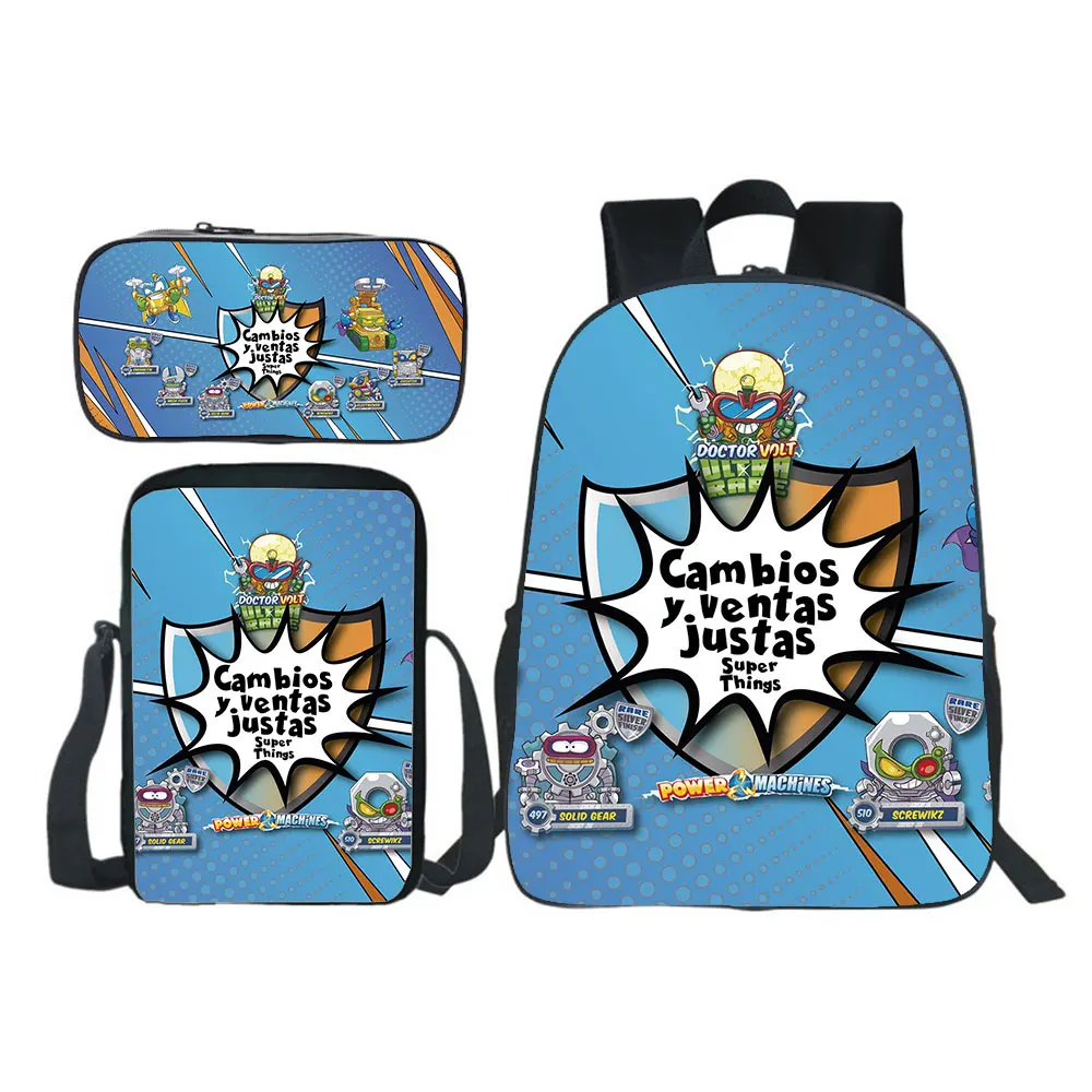 Super Things Backpack 3pcs Set(backpack+shouder Bag+pen Bag) Boy Girl School Bag Teens Bookbag Rucksack Gift NEW