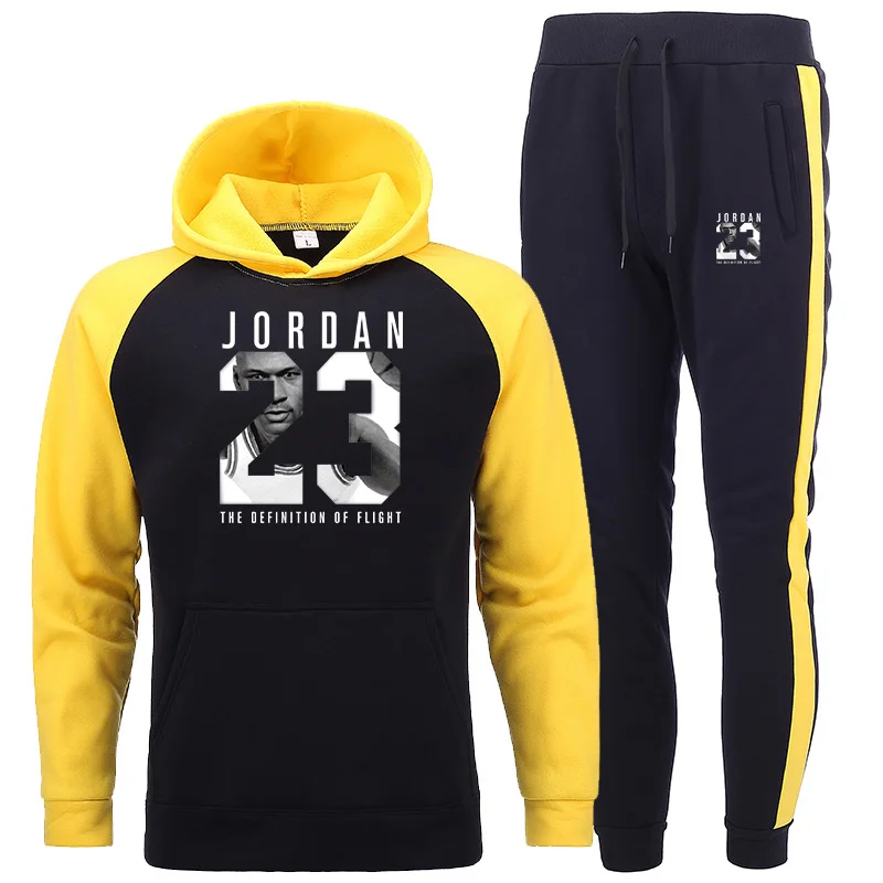 

Men's autumn and winter hooded sweatshirt drawstring suit sportswear men's printed Jordan 23 track and field running casual wear