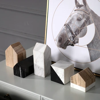 

Moder Geometry Marble Ornament For Home Living Room Hotel Office Desktop Figurines Statue Decorations Accessories Gifts