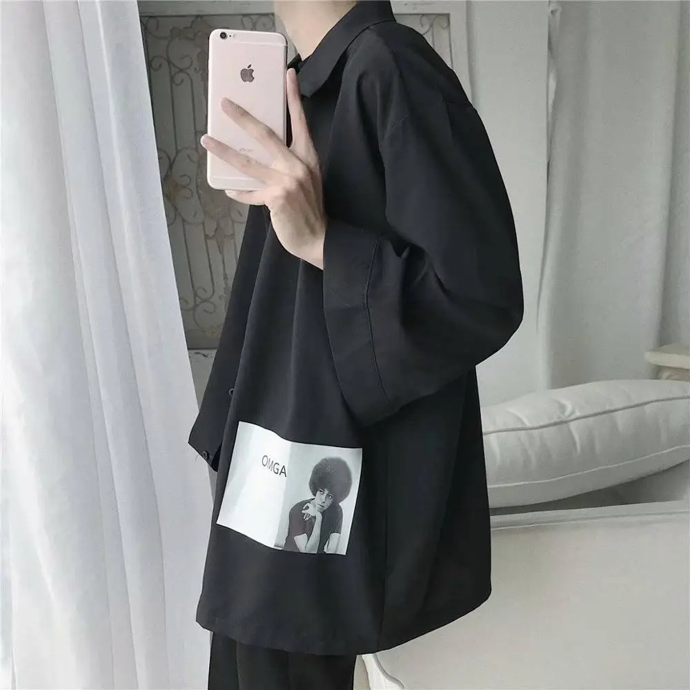 Mens Casual Long Sleeved Men Button Shirt solid Slim Fit Male print Men's Dress Shirts Outwear Spring Autumn Black Shirt Males Mens Casual Long Sleeved Men Button Shirt solid Slim Fit Male print Men's Dress Shirts Outwear Spring Autumn Black Shirt Males