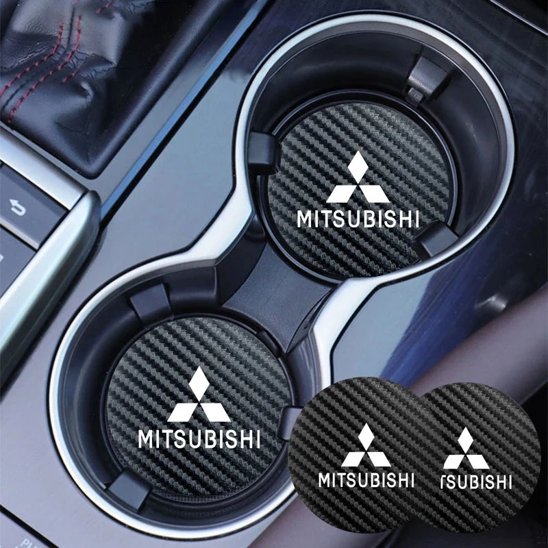 2Pcs Leather Coaster Anti-noise Water Cup Pad Cushion For Mitsubishi ASX Pajero Outlander Lancer Evo EX Mirage Grandis Eclipse |