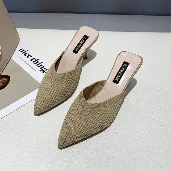 

Shoes Thin Heels Heeled Mules Ladies' Slippers Slipers Women Luxury Slides Cover Toe Med Platform High 2020 Designer Soft