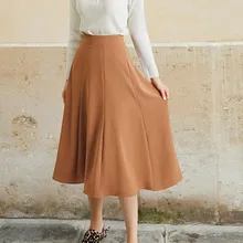 Женские офисные элегантные однотонные брюки-клеш Высокая талия женские юбки в стиле casual модные плиссированные Длинная Юбка-миди юбки Faldas Mujer Moda женская одежда
