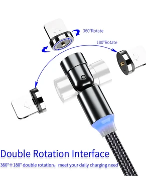 

Magnetic USB Fast Charging Cable 2.4A Mobile Phone Data Cable 180 Degree Rotate Data Line Plug For IPhone IOS IPad Air 1/2/3