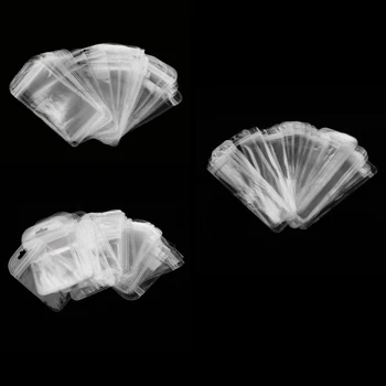 

50pcs Clear Zip Resealable Plastic Packaging Bags Leak Proof with Hang Hole