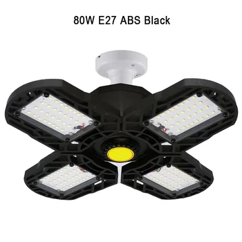 

E27 80W Easy Install Deformable Lamp Workshop Warehouse LED Garage Light Adjustable Angle Motion Sensor Barn Four Leaf Ceiling