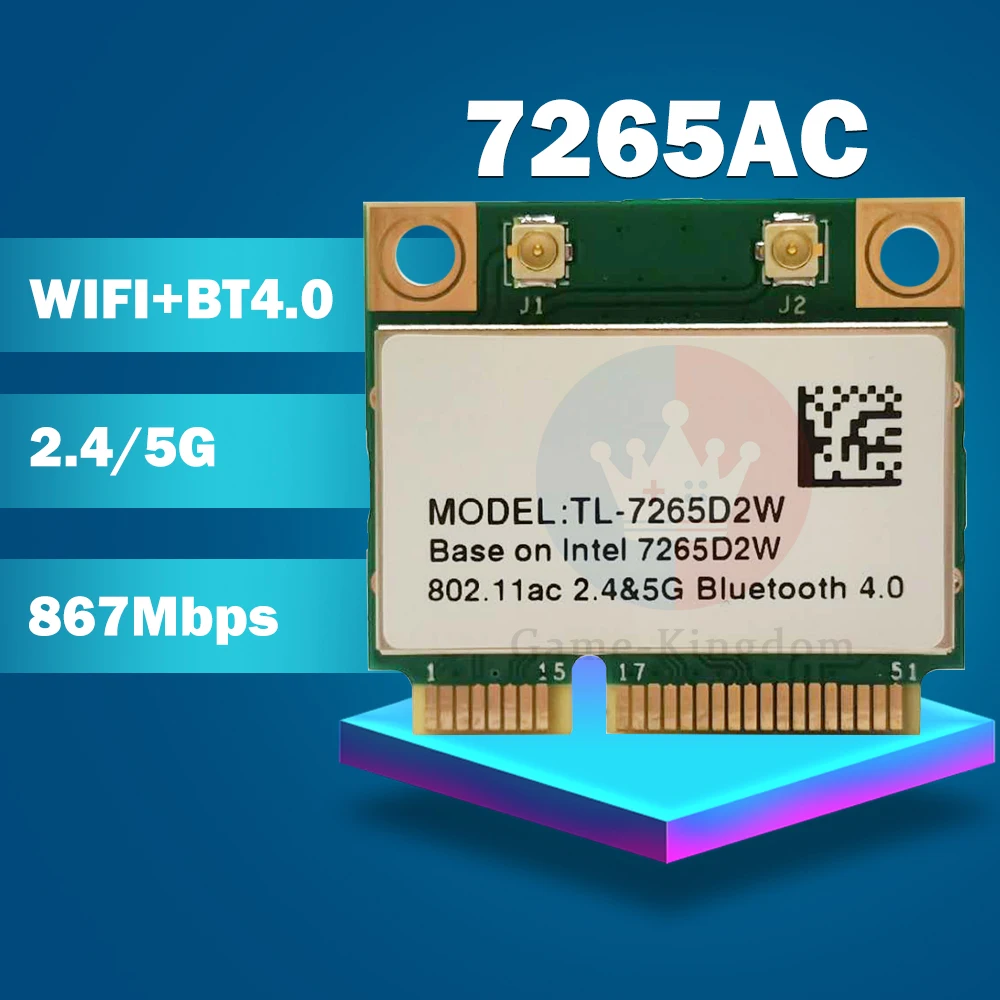 Двухдиапазонная беспроводная Wi-Fi карта AC7265 7265ACHMW AC 7265AC Mini PCI-e 802.11a/b/g/n/ac + Bluetooth 4 1 867