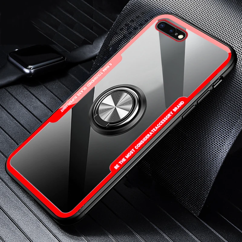 red I роскошный магнитный металлический автомобильный держатель, чехол, чехол для Apple iphone 7, 8 plus, 7 plus, 8 plus, силиконовые прозрачные телефонные чехлы - Цвет: red