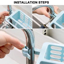 Стока водопроводный кран мойка Губка Мыло тряпка хранения Полка держатель домашний кухонный инструмент Регулируемый AC889