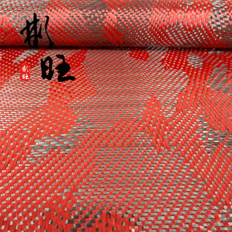 Черный 3k Углеродное волокно+ красный 1500D кевлар, красная и черная камуфляжная ткань, камуфляжный узор