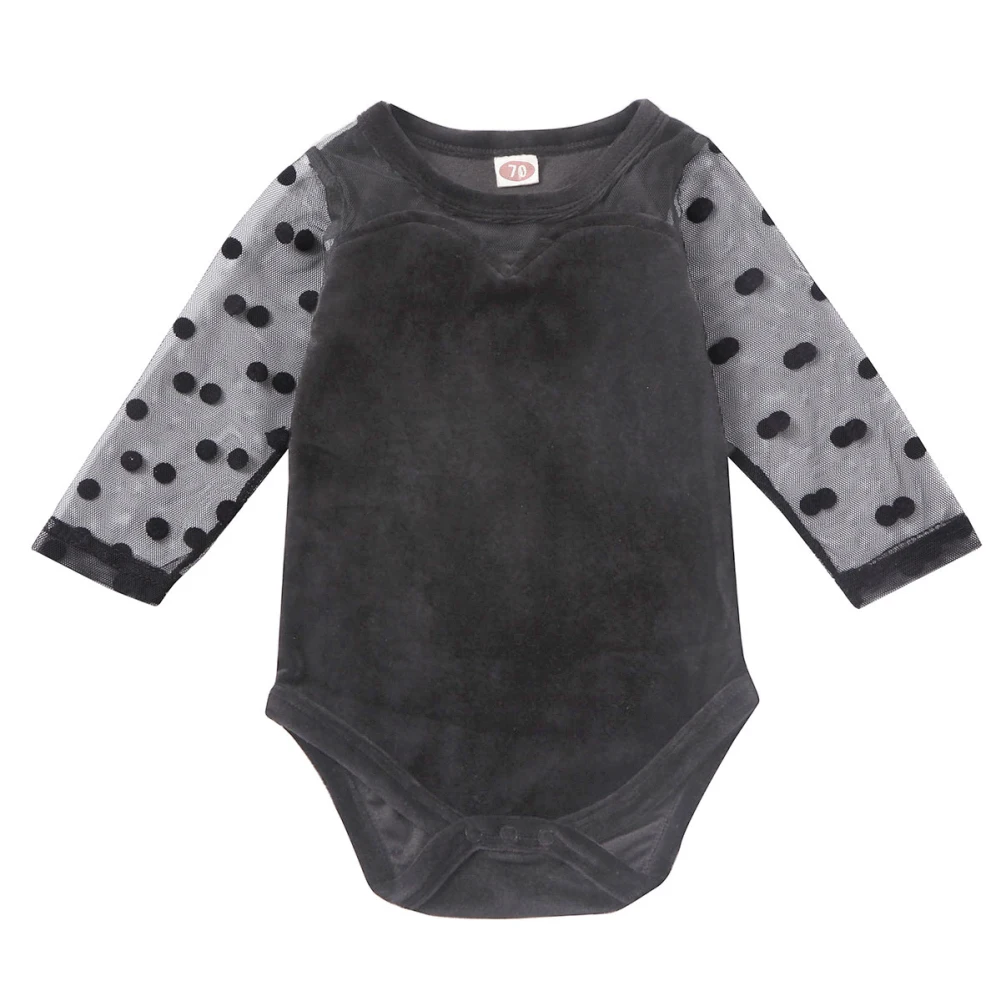CANIS/осенне-весенняя одежда для малышей; Модный бархатный комбинезон в стиле пэчворк с длинными рукавами и кружевной сеткой