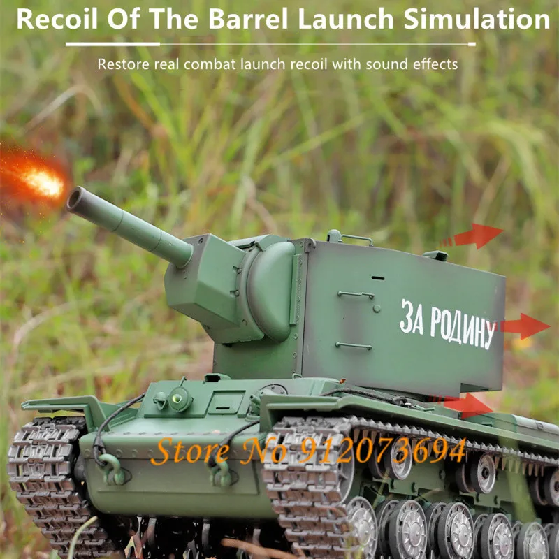1:16 KV-2 Simulation Military Remote Control Heavy Tank Smoke Device Infrared Battle 320° Turret Rotation Metal Track RC Boy Toy 3