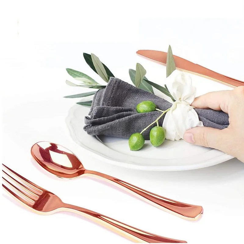 Rose Gold Plastic Silverware (1)