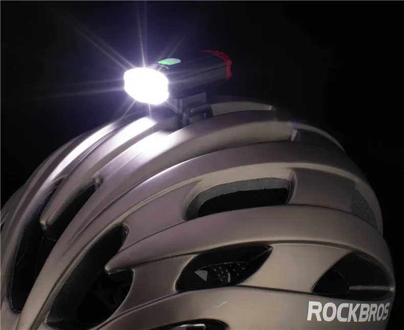 Discount ROCKBROS Cycling Bike Light Duplex Integrates Both Headlight and Safety Light USB Rechargeable MTB Helmet Front Handlebar Light 23