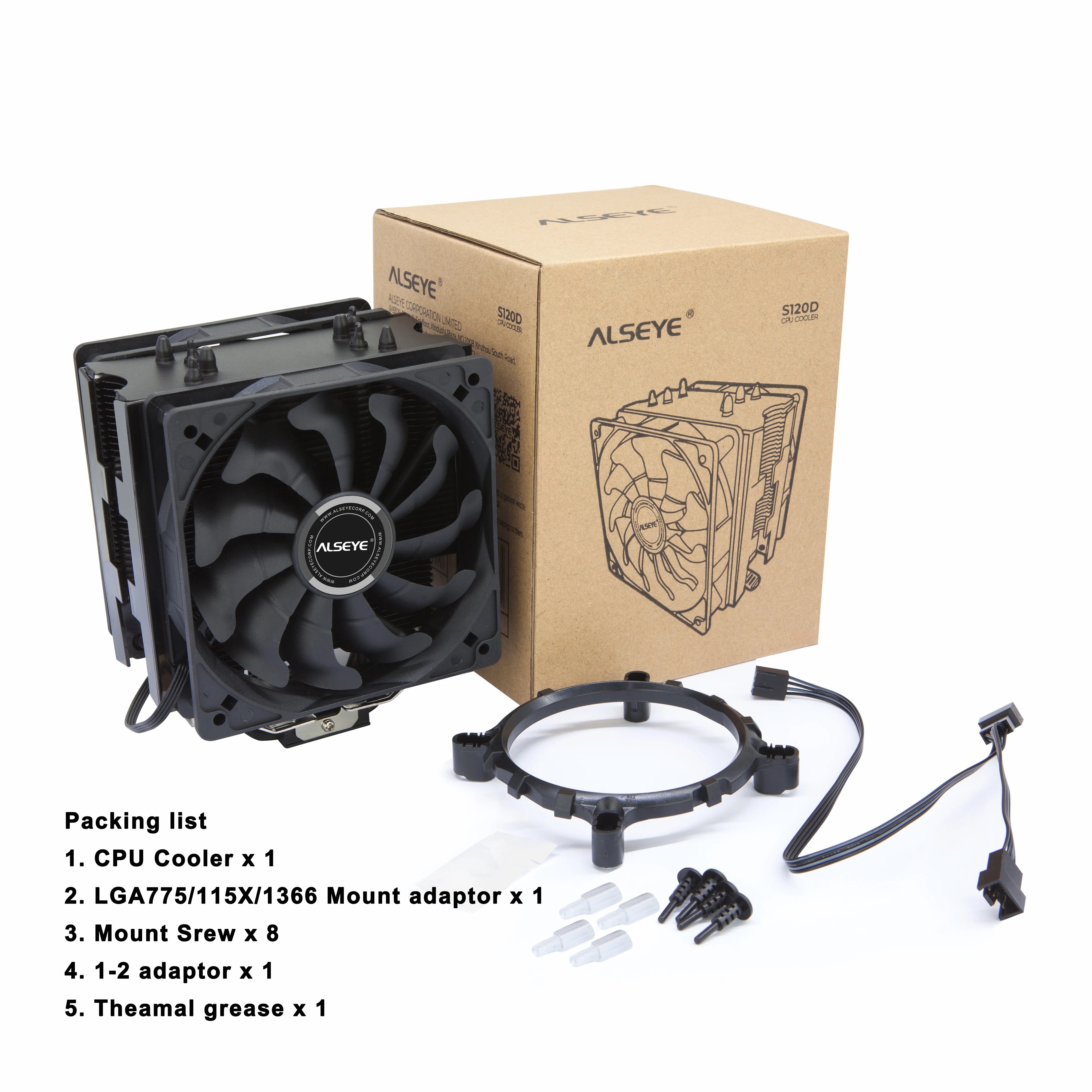 Alseye-ventilador Cooler para Cpu S120d Pwm 120 mm Pinos Tubulações de Calor Refrigerador para Lga 775 115x1366 Am2 Mais Am3 Mais Am4 Ventiladores e resfriadores - Imagem 6