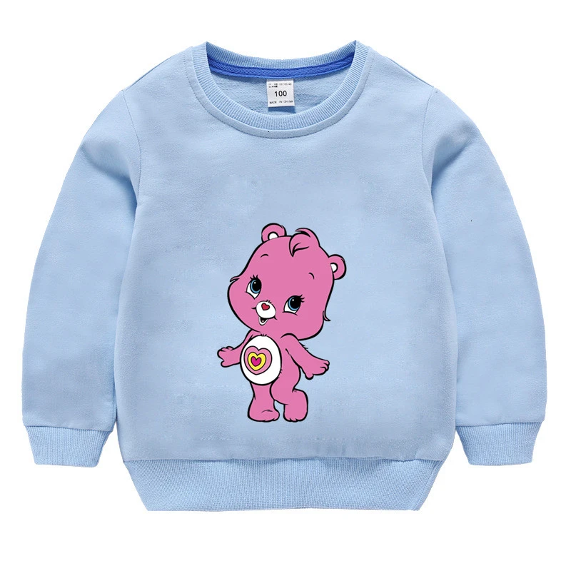 Одежда для мальчиков и девочек Care Bears забавные скрещивающиеся цвет детское модное осеннее топы с круглым вырезом; футболки с изображением мультипликационных персонажей для детей футболка детская толстовка